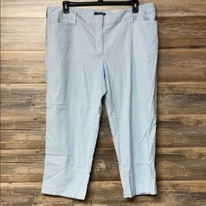 Lands' End Fit 2 Seersucker Crop Pants Stripe NWT